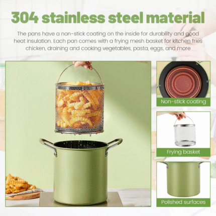 Small Deep Fryer Pot With Basket Mini Deep Oil Fryer Kitchen Gadgets for Home Tempura Chips Fries Fish Chicken