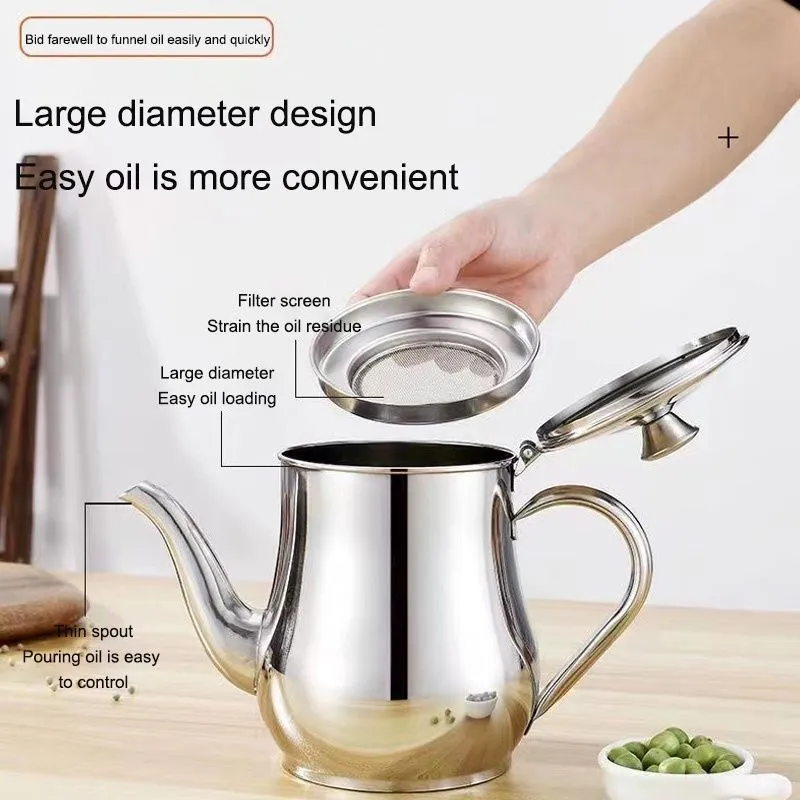 Stainless steel oil pot with lid