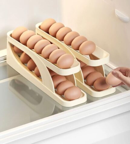 Egg Storage Rack for Refrigerator - Automatic Rolling Egg Dispenser