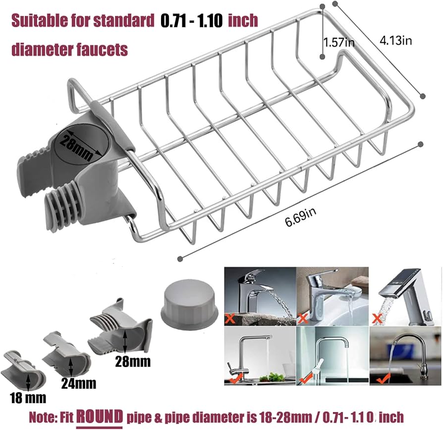 Kitchen Faucet Sponge Holder Rack Sink Organizer