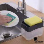 Kitchen Dish Wash Soap Dispenser Sponge Holder